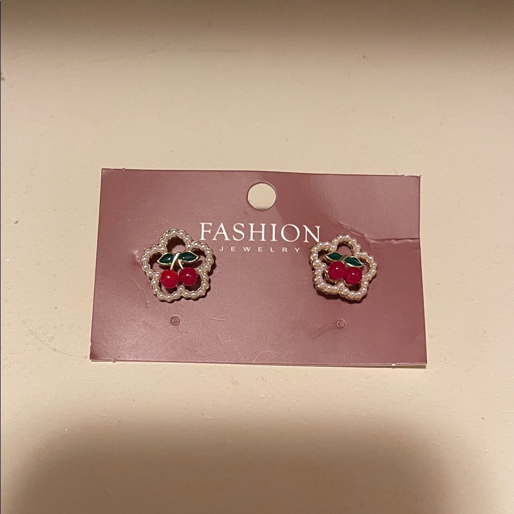 Elegant Cherry Stud Earrings